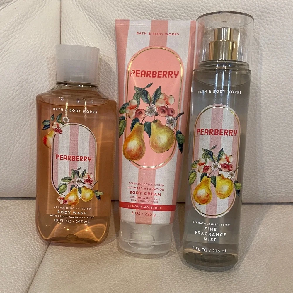 Bath & Body Works Pearberry Body Wash Set - Pink and Green